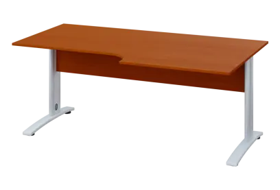 ERK 28 - 188 stůl kancelářský, rohový, pravý, kovová podnož bílá, deska 25 mm, široký 1800 mm, třešeň šumavská